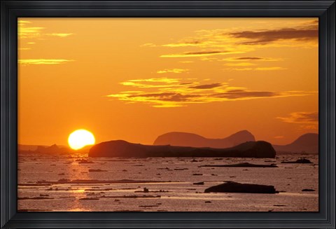 Framed Sunset, Antarctic Peninsula, Antarctica Print