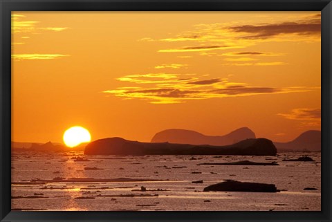 Framed Sunset, Antarctic Peninsula, Antarctica Print