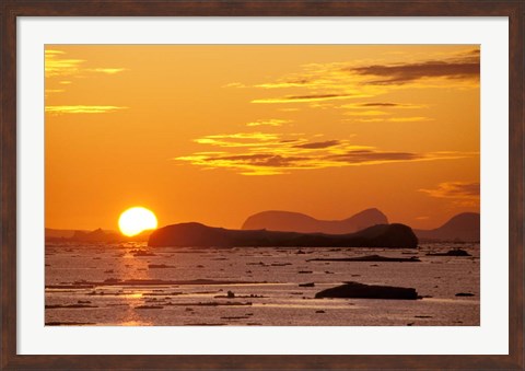Framed Sunset, Antarctic Peninsula, Antarctica Print