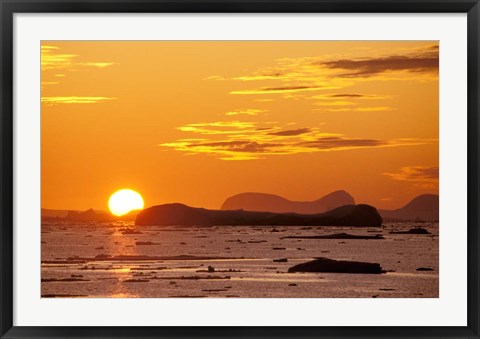 Framed Sunset, Antarctic Peninsula, Antarctica Print