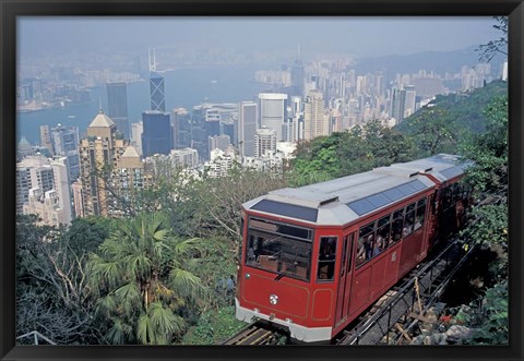 Framed Peak Tram, Victoria Peak, Hong Kong, China Print