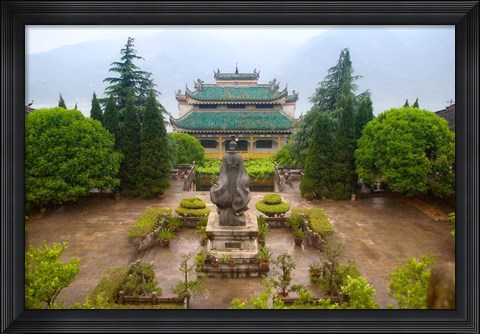 Framed Sunset View of Qu Yuan Temple, Yangtze River, China Print