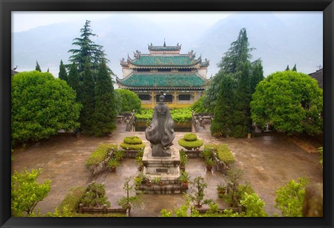 Framed Sunset View of Qu Yuan Temple, Yangtze River, China Print