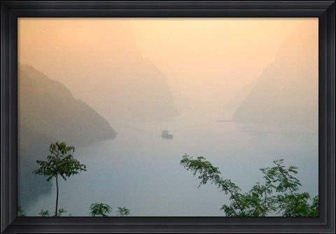Framed Sunset View of Xiling Gorge, Three Gorges, Yangtze River, China Print