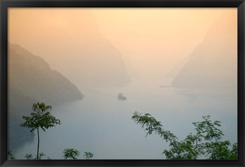 Framed Sunset View of Xiling Gorge, Three Gorges, Yangtze River, China Print