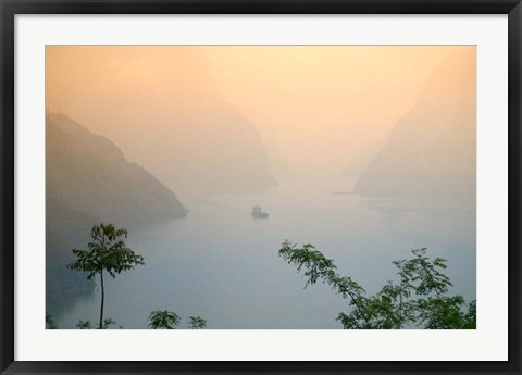 Framed Sunset View of Xiling Gorge, Three Gorges, Yangtze River, China Print