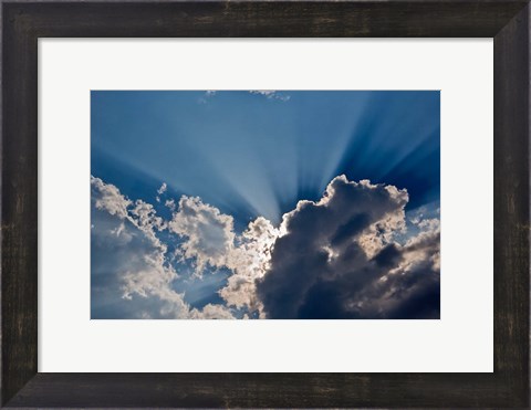 Framed Sunbeams streaking through clouds, Masai Mara, Kenya Print