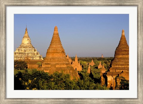 Framed Temples of Bagan Surrounded by Trees, Bagan, Myanmar Print