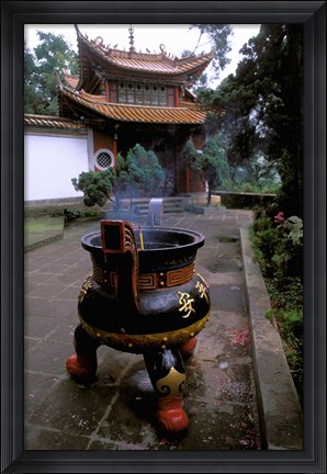 Framed Temple and Incense Burning, Bamboo Village, Kunming, Yunnan Province, China Print