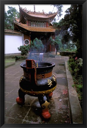 Framed Temple and Incense Burning, Bamboo Village, Kunming, Yunnan Province, China Print