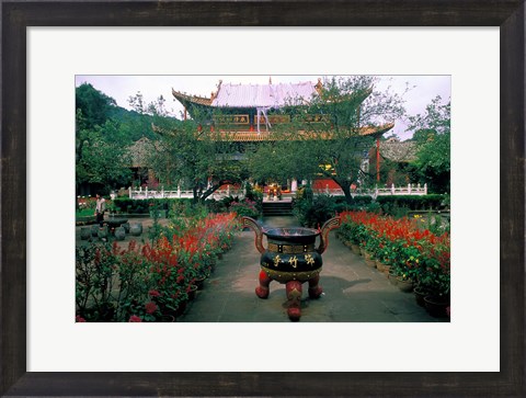 Framed Temple Beauty of Bamboo Village, Kunming, China Print