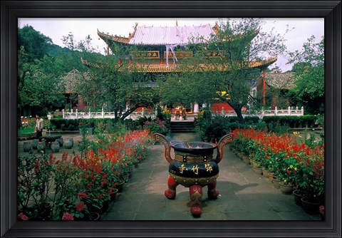 Framed Temple Beauty of Bamboo Village, Kunming, China Print