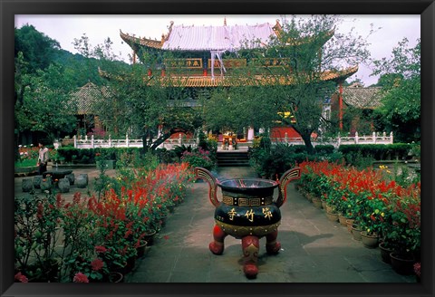 Framed Temple Beauty of Bamboo Village, Kunming, China Print