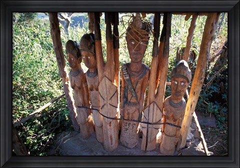 Framed Statue Honoring Fallen Heroes, Konso Waka, Omo River Region, Ethiopia Print