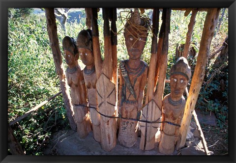 Framed Statue Honoring Fallen Heroes, Konso Waka, Omo River Region, Ethiopia Print