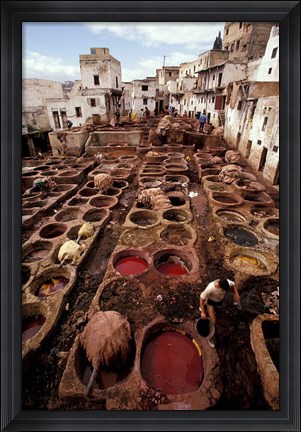 Framed Tannery Vats in the Medina, Fes, Morocco Print