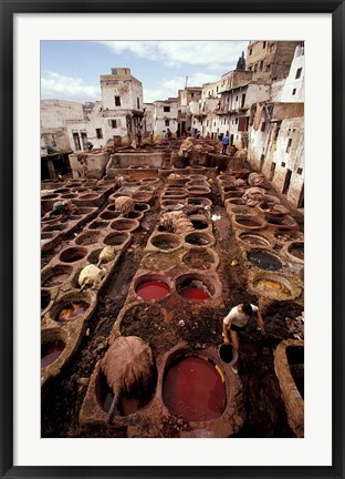 Framed Tannery Vats in the Medina, Fes, Morocco Print