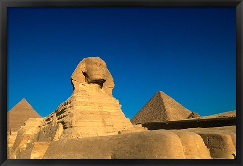 Framed Sphinx, Pyramids at Giza, Egypt Print