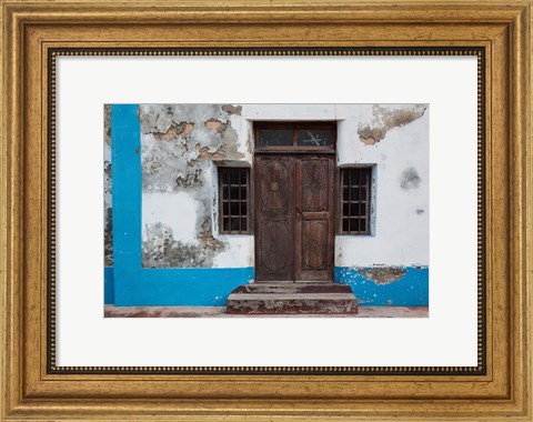 Framed Traditional carved door in Quirmbas National Park, Ibo Island, Morocco Print