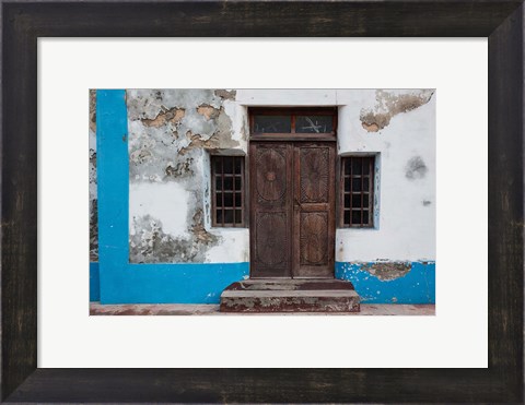 Framed Traditional carved door in Quirmbas National Park, Ibo Island, Morocco Print