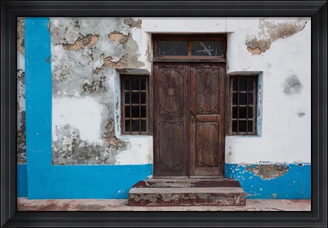 Framed Traditional carved door in Quirmbas National Park, Ibo Island, Morocco Print