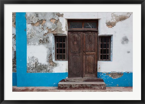 Framed Traditional carved door in Quirmbas National Park, Ibo Island, Morocco Print