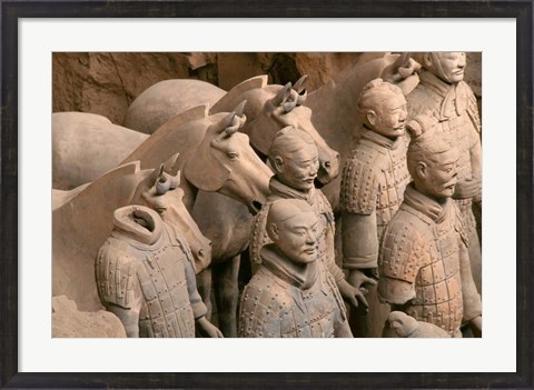 Framed Terra Cotta Warriors and Horses at Emperor Qin Shihuangdi&#39;s Tomb, China Print
