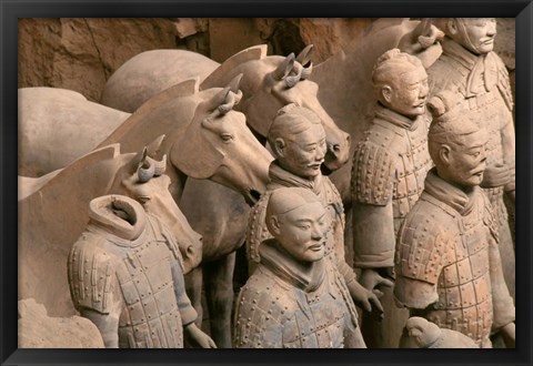 Framed Terra Cotta Warriors and Horses at Emperor Qin Shihuangdi&#39;s Tomb, China Print