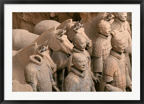 Framed Terra Cotta Warriors and Horses at Emperor Qin Shihuangdi&#39;s Tomb, China Print