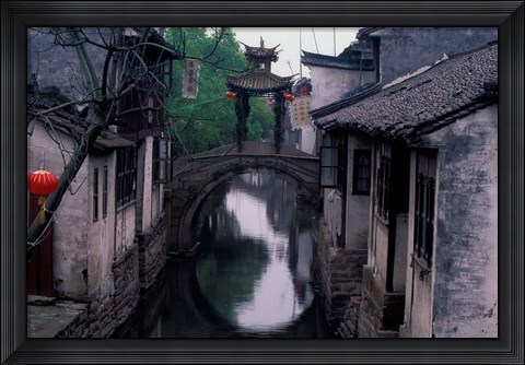 Framed Stone Arch Bridge Over Grand Canal in Ancient Watertown, China Print