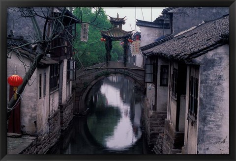 Framed Stone Arch Bridge Over Grand Canal in Ancient Watertown, China Print