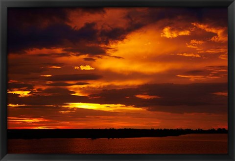 Framed Sunset over Chobe River, Chobe Safari Lodge, Kasane, Botswana, Africa Print