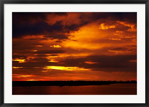 Framed Sunset over Chobe River, Chobe Safari Lodge, Kasane, Botswana, Africa Print