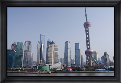 Framed View from The Bund of the modern Pudong area, Shanghai, China Print