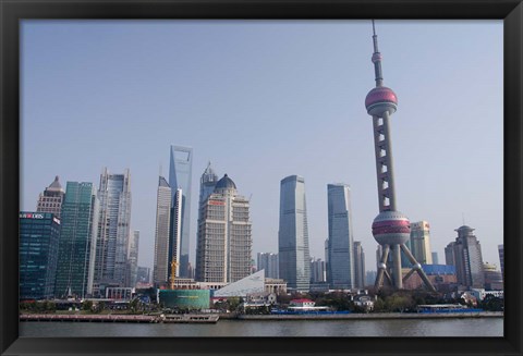 Framed View from The Bund of the modern Pudong area, Shanghai, China Print