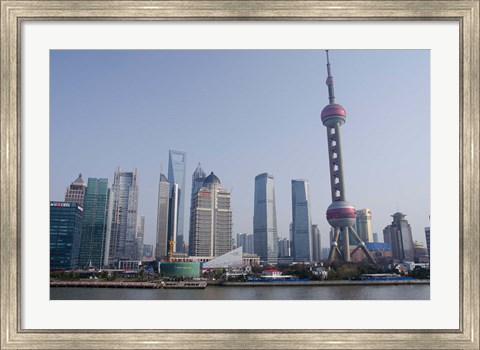 Framed View from The Bund of the modern Pudong area, Shanghai, China Print