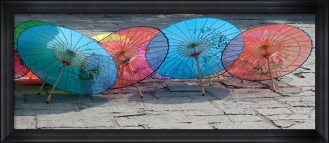 Framed Umbrellas For Sale on the Streets, Shandong Province, Jinan, China Print