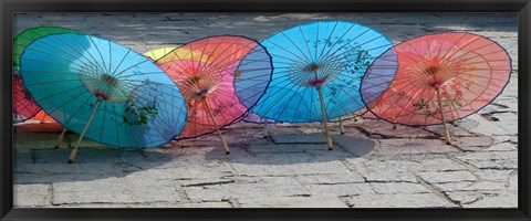 Framed Umbrellas For Sale on the Streets, Shandong Province, Jinan, China Print
