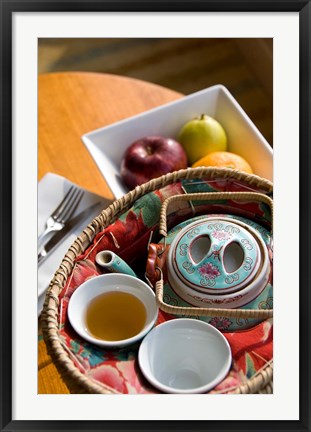 Framed Traditional Chinese teapot and cup, Hong Kong, China Print