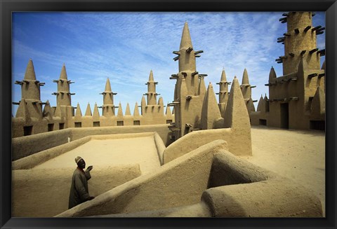 Framed West African Man at Mosque, Mali, West Africa Print