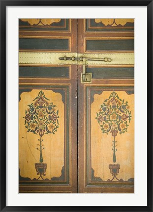 Framed Woodwork Detail, House of the Grand Vizier, Palais de la Bahia, Marrakech, Morocco Print