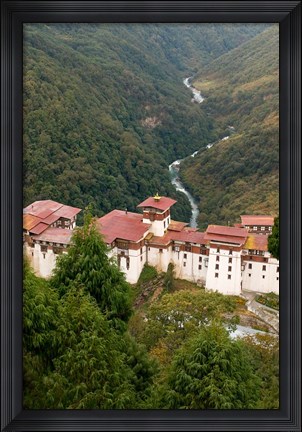 Framed Trongsa Dzong Fortress, Bhutan rice terraces Print