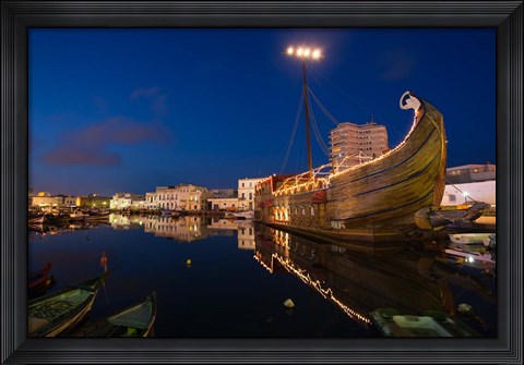 Framed Tunisia, Bizerte, Old Port, floating restaurant Print