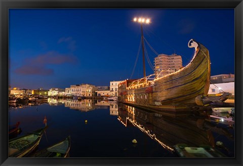 Framed Tunisia, Bizerte, Old Port, floating restaurant Print