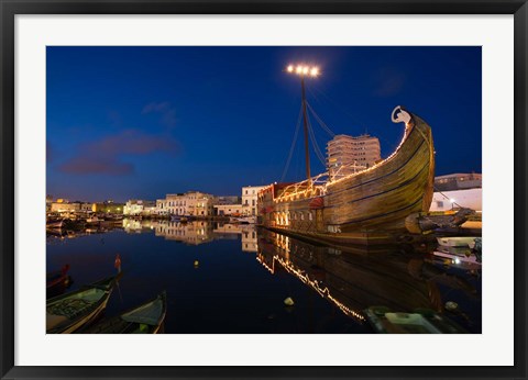 Framed Tunisia, Bizerte, Old Port, floating restaurant Print