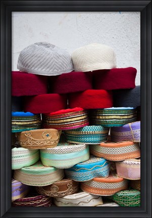 Framed Tunisia, Grand Souq des Chechias, Market, Fez hats Print
