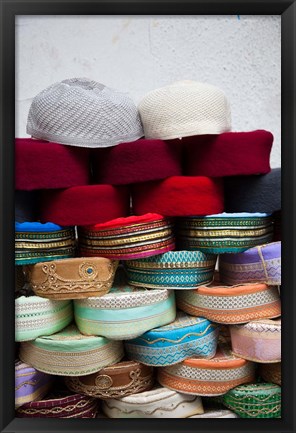 Framed Tunisia, Grand Souq des Chechias, Market, Fez hats Print