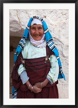 Framed Tunisia, Ksour Area, Matmata, older Berber woman Print