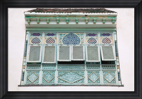 Framed Tunisia, Mahdia, window, moorish architecture Print