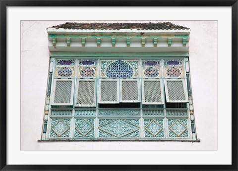 Framed Tunisia, Mahdia, window, moorish architecture Print